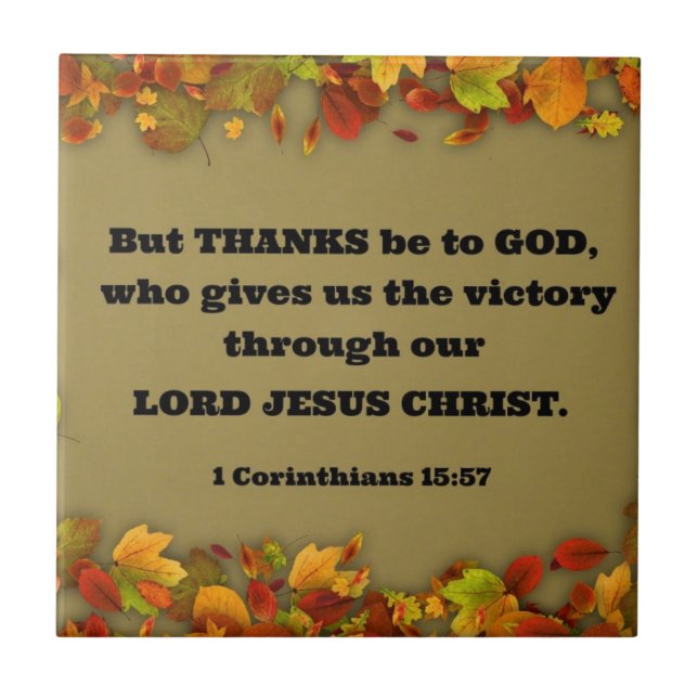 1 Korinther 15:57 Aber Gott sei Dank, wer... Fliese (Vorderseite)