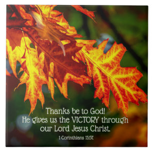 1 Korinther 15:57 Danke an Gott! Fliese