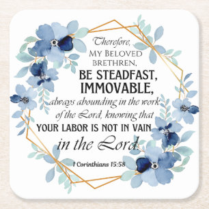 1 Korinther 15:58 Inspiration Verse Floral Rechteckiger Pappuntersetzer