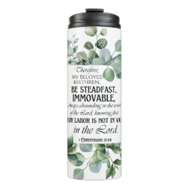 1 Korinther 15:58 Inspirational Verse Eukalyptus Thermosbecher
