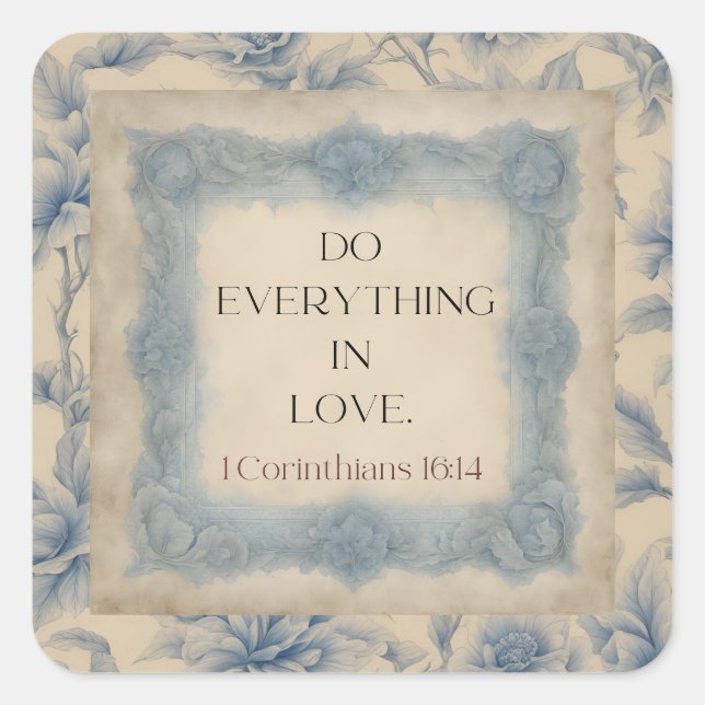 1 Korinther 16:14 Tut alles aus Liebe Vintage  Quadratischer Aufkleber (Vorderseite)