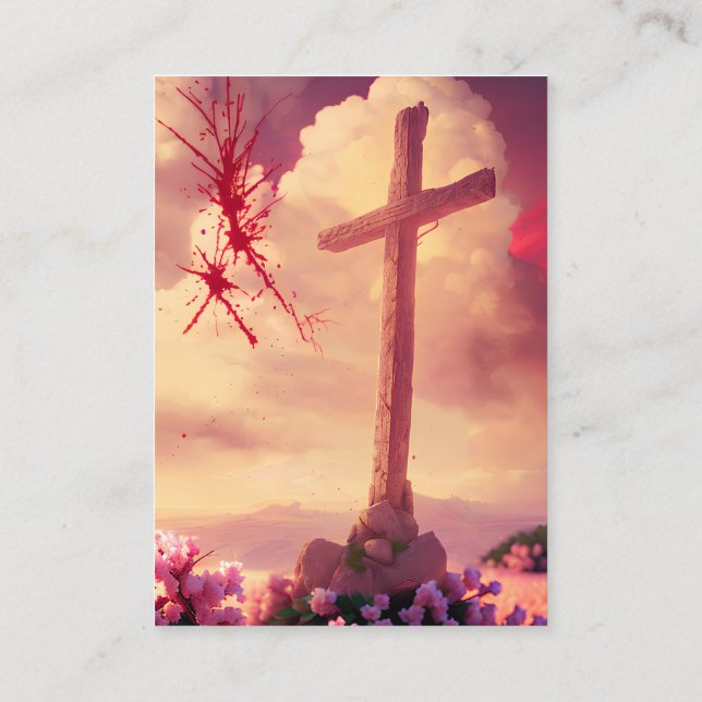 1. Korinther 1:18–19 KJV Karten - Blutiges Kreuz (Rückseite)