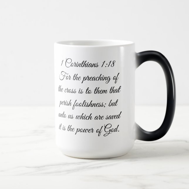1. Korinther 1:18 Schrift Kreuz Tasse (Rechts)