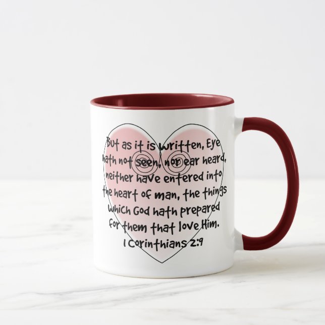 1 Korinther-2:9 Rosa-Herz-Bibel-Vers-Tasse Tasse (Rechts)
