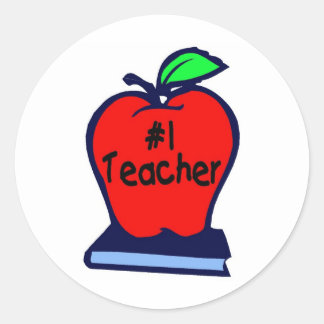 1 Lehrer (Apple/Bücher) Runder Aufkleber