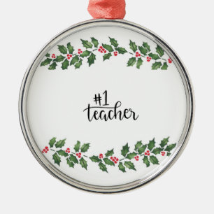 **#1 LEHRER** CHRISTMAS ORNANANATION ORNAMENT AUS METALL