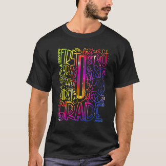 1. Lehrer für die erste Klasse Typografie Tie Dye T-Shirt