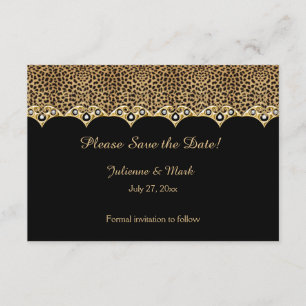 #1 Leopard Print Gold Diamonds Save the Date