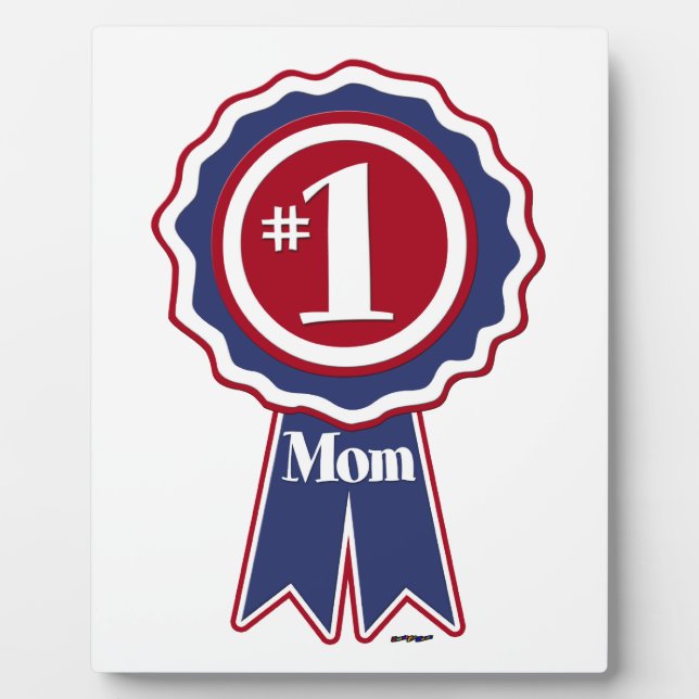 #1 Mama Blue Ribbon Fotoplatte (Vorderseite)