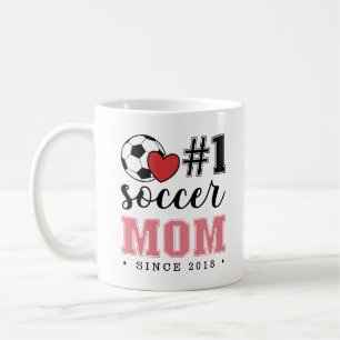 1 Mama Fußball Rosa Schriftart Rotes Herz Kaffeetasse