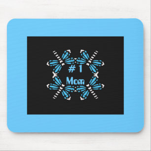 # 1 Mama, Libellen, Lila u. Blau auf Schwarzem Mousepad