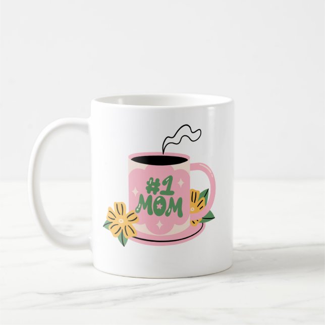 #1 Mama personalisierte Kaffeetasse - modernes Ges (Links)