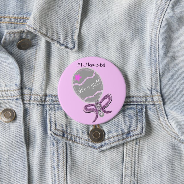 #1 Mama to be It is a Girl Baby Shower Pink Button (Beispiel)