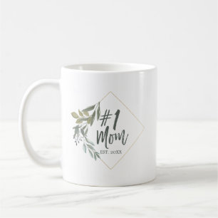 1 Mama Typografie Watercolor Foliage Mother Day Kaffeetasse