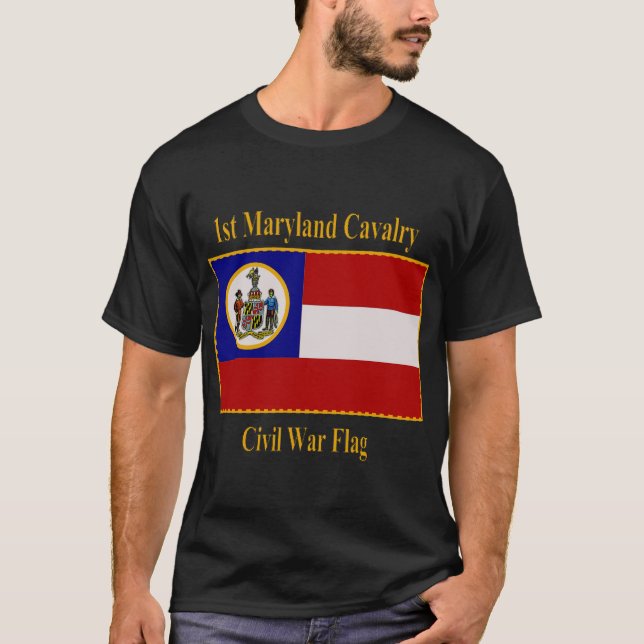 1. Maryland-Kavallerie-zivile Kriegs-Flagge T-Shirt (Vorderseite)