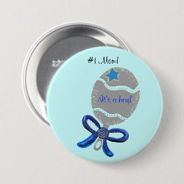 #1 Mom for New Baby Boy Blue Button