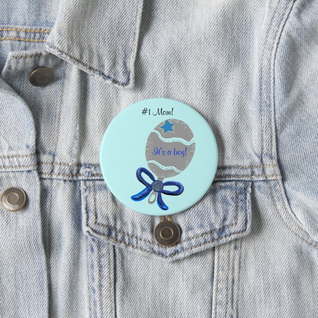 #1 Mom for New Baby Boy Blue Button (Beispiel)