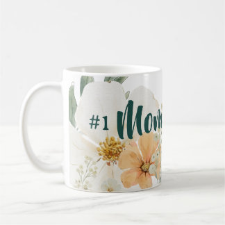 #1 Mom Mothers Day Mug. Elegant Spring Floral Kaffeetasse