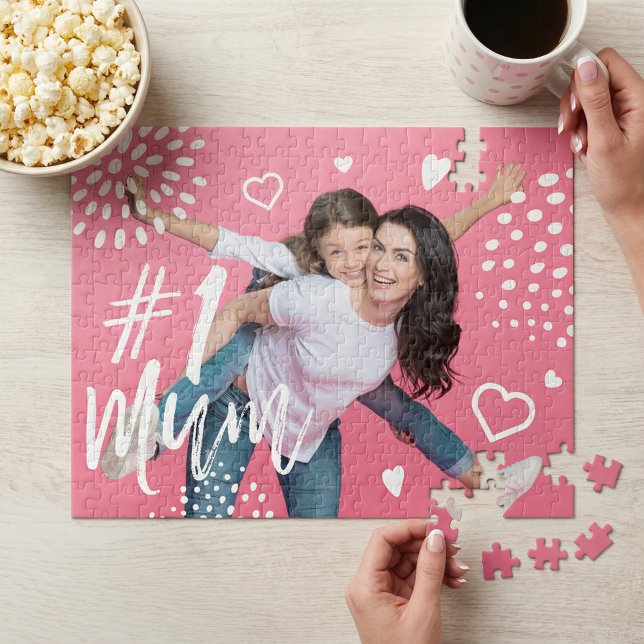 #1 Mum Volles Foto-Fun-Geschenk für Muttertagsjigs Puzzle (Mother's Day #1 Mum Fun Custom Photo Keepsake Jigsaw Puzzle)