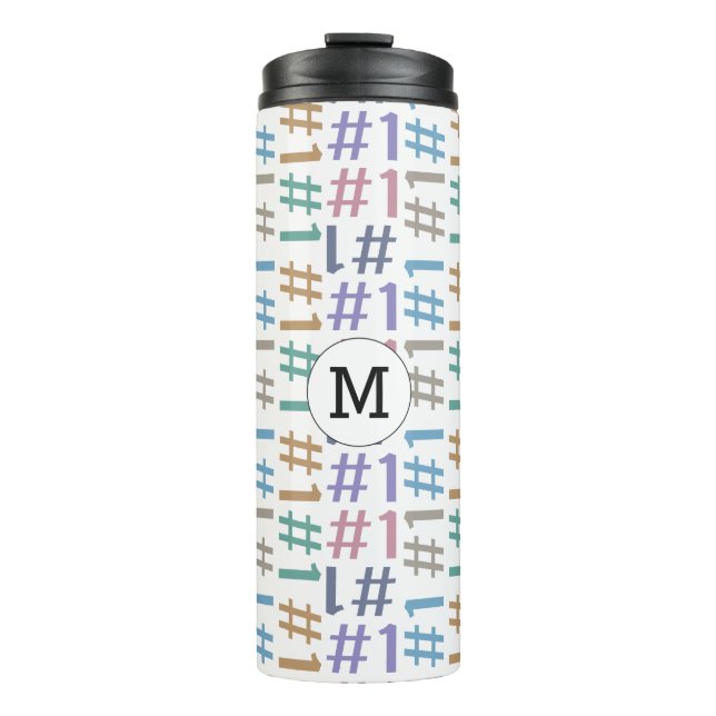 "# 1" Muster für benutzerdefinierte Monogramm-Tumb Thermosbecher (Vorderseite)