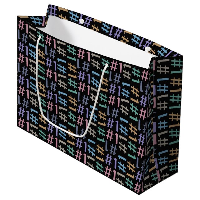 "# 1" Muster Geschenktasche Große Geschenktüte (Vorderseite Schrägansicht)