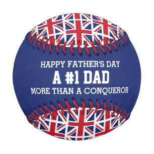 #1 NUMMER 1 VATER Vatertag UK UNION JACK Flag Baseball