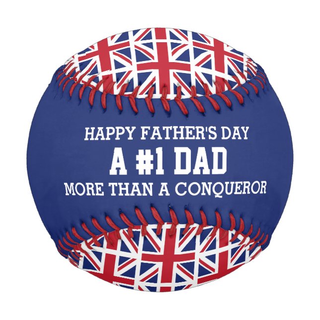 #1 NUMMER 1 VATER Vatertag UK UNION JACK Flag Baseball (Vorderseite)