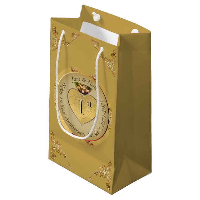 1. oder 50. Golden Ochre Gift Bag Kleine Geschenktüte (Vorderseite Schrägansicht)