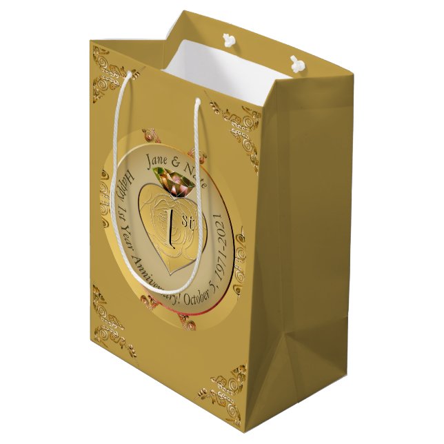 1. oder 50. Golden Ochre Gift Bag Mittlere Geschenktüte (Rückseite Schrägansicht)