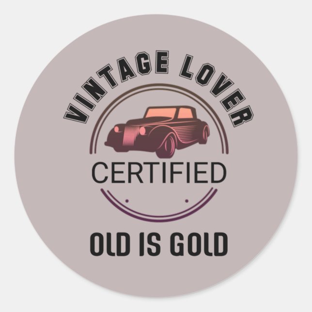 1. Oldtimer-Enthusiast Runder Aufkleber (Vorderseite)