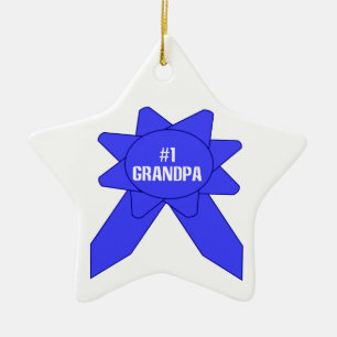 #1 Opa Blaue Schleife Keramikornament