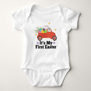 1. Ostern-Häschen-Ei-LKW-T-Shirt Baby Strampler