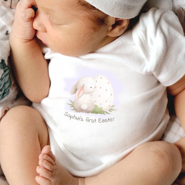 1. Ostern Niedlich Bunny Personalisiert Name Baby  Strampler (Von Creator hochgeladen)