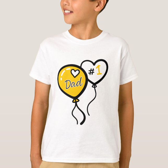 #1 Papa Herzballons Vatertag Kinder T-Shirt (Vorderseite)