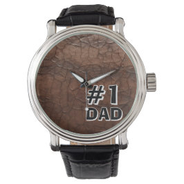 #1 Papa Leder-Look Armbanduhr