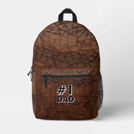 #1 Papa Leder-Look Bedruckter Rucksack