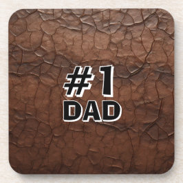 #1 Papa Leder-Look Getränkeuntersetzer