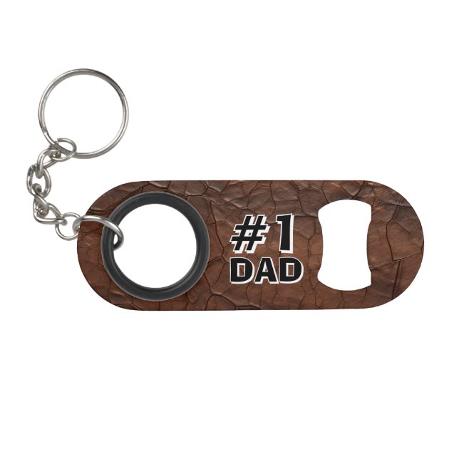 #1 Papa Leder-Look Mini Flaschenöffner (Vorderseite (Horizontal))