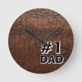 #1 Papa Leder-Look Runde Wanduhr