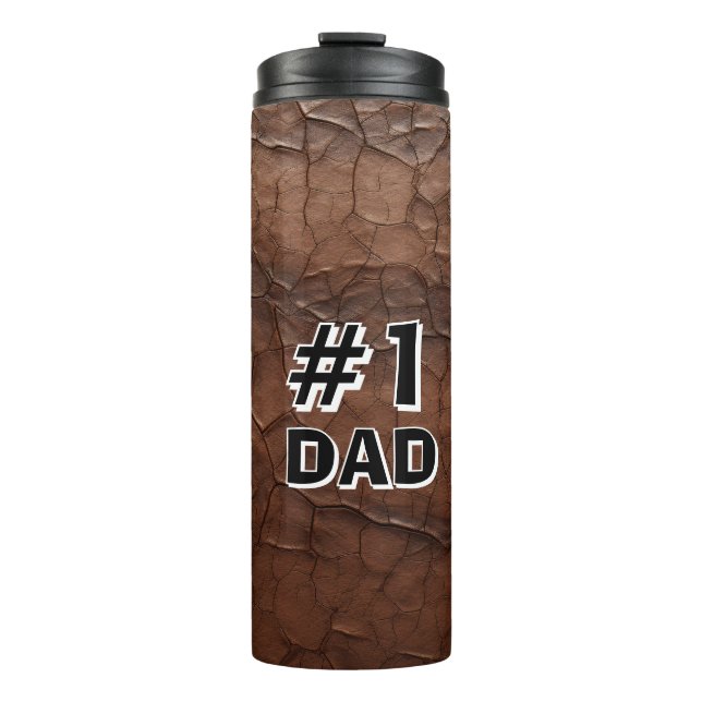 #1 Papa Leder-Look Thermosbecher (Vorderseite)