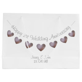 1. Paper Wedding Anniversary lila Herzstück Große Geschenktüte