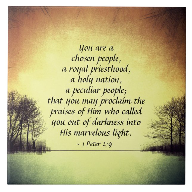 1 Peter 2:9 Du bist ein gewähltes Volk, Bibel Fliese (Vorderseite)