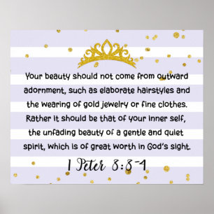 1 Peter 3:3-4 Lila Beitrag zur Beauty Bible Verse Poster