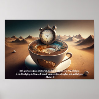 1 Peter 5:10 Surreal Wüste Wilderness Clock Tasse Poster