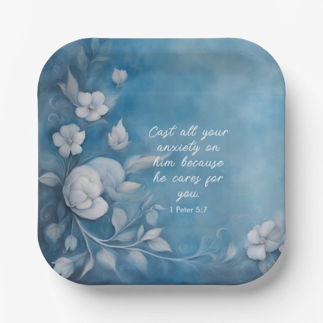 1 Peter 5:7 Bibelverse Bild Pappteller (Vorderseite)