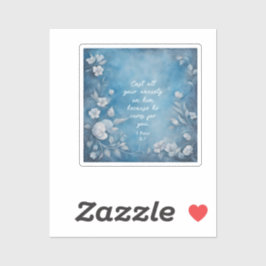 1 Peter 5:7 “Cast All Your Anxiety” Blue Floral Aufkleber