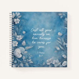 1 Peter 5:7 “Cast All Your Anxiety” Blue Floral Notizbuch