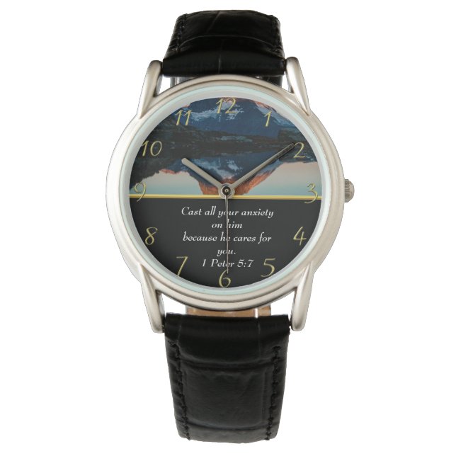 1 Peter 5:7 Christlicher Glaubenssee Armbanduhr (Vorderseite)
