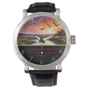 1 Peter 5:7 Christlicher Glaubenssee Armbanduhr