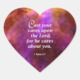 1 Peter 5:7 Herz-Aufkleber